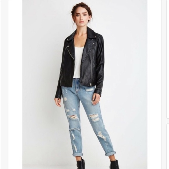 Forever 21 Jackets & Blazers - F21 Motorcycle Faux Leather Jacket Black Zippers